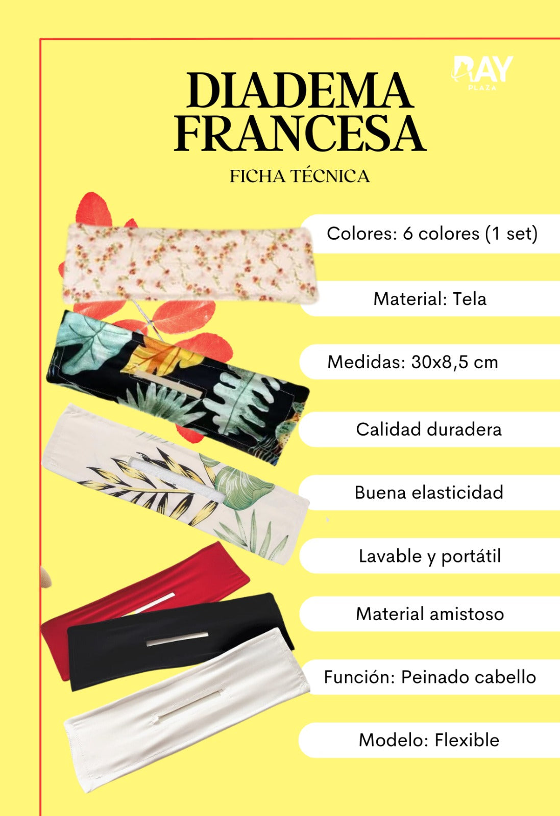 GlamFleur™ - Diadema Francesa 6 unidades